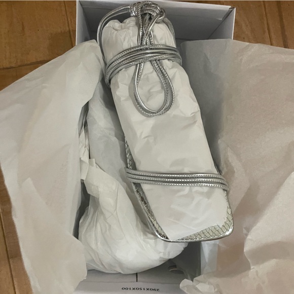 SCHUTZ Thea Ankle Tie Block heel sandal in Silver - Picture 8 of 12